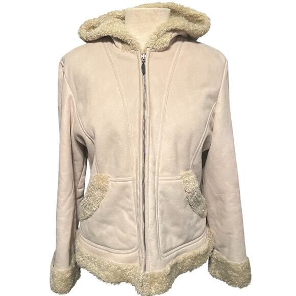 Vintage Mudd Faux Suede Beige Coat Size Large - Picture 1 of 10